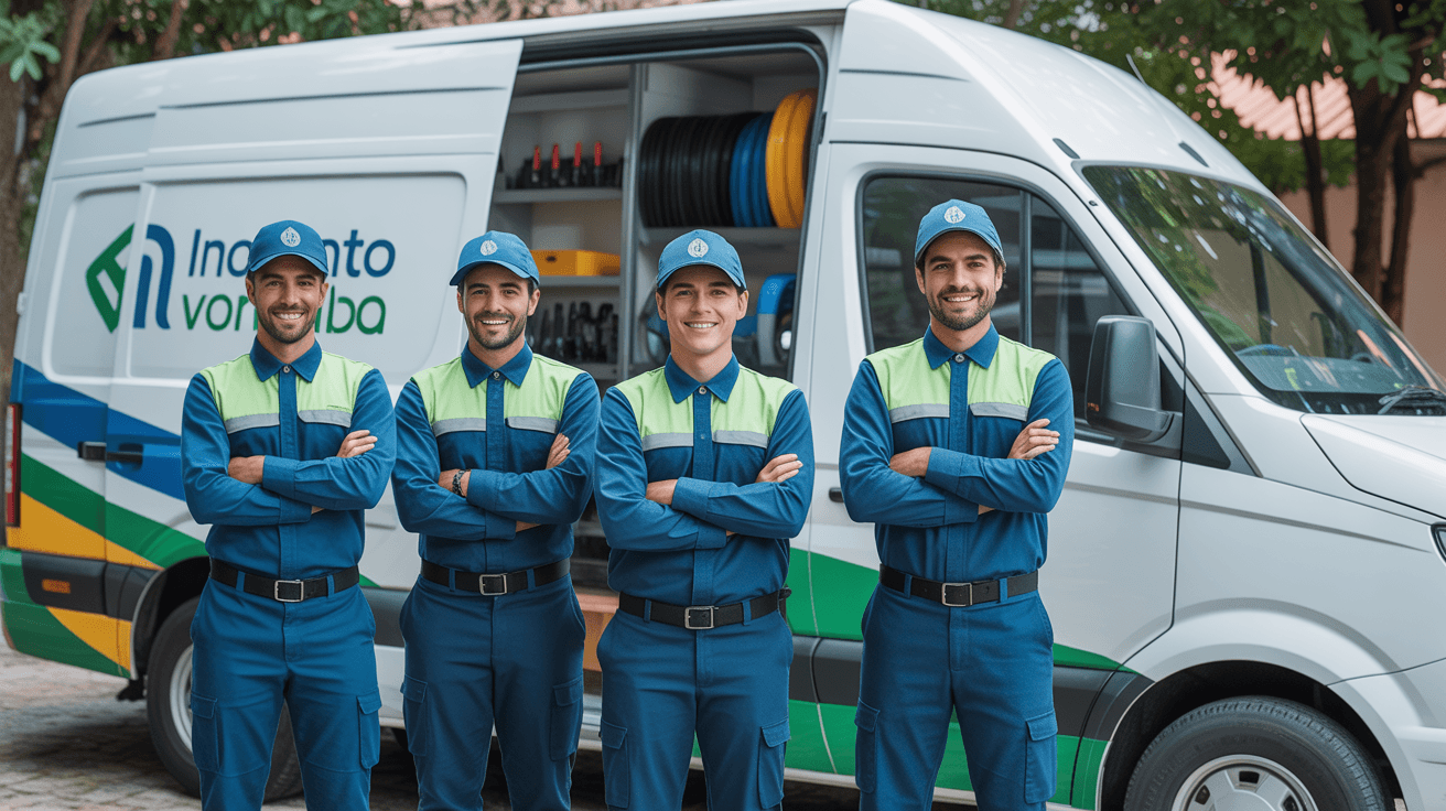 Equipe de encanador em Pelotas RS com van de serviços hidráulicos